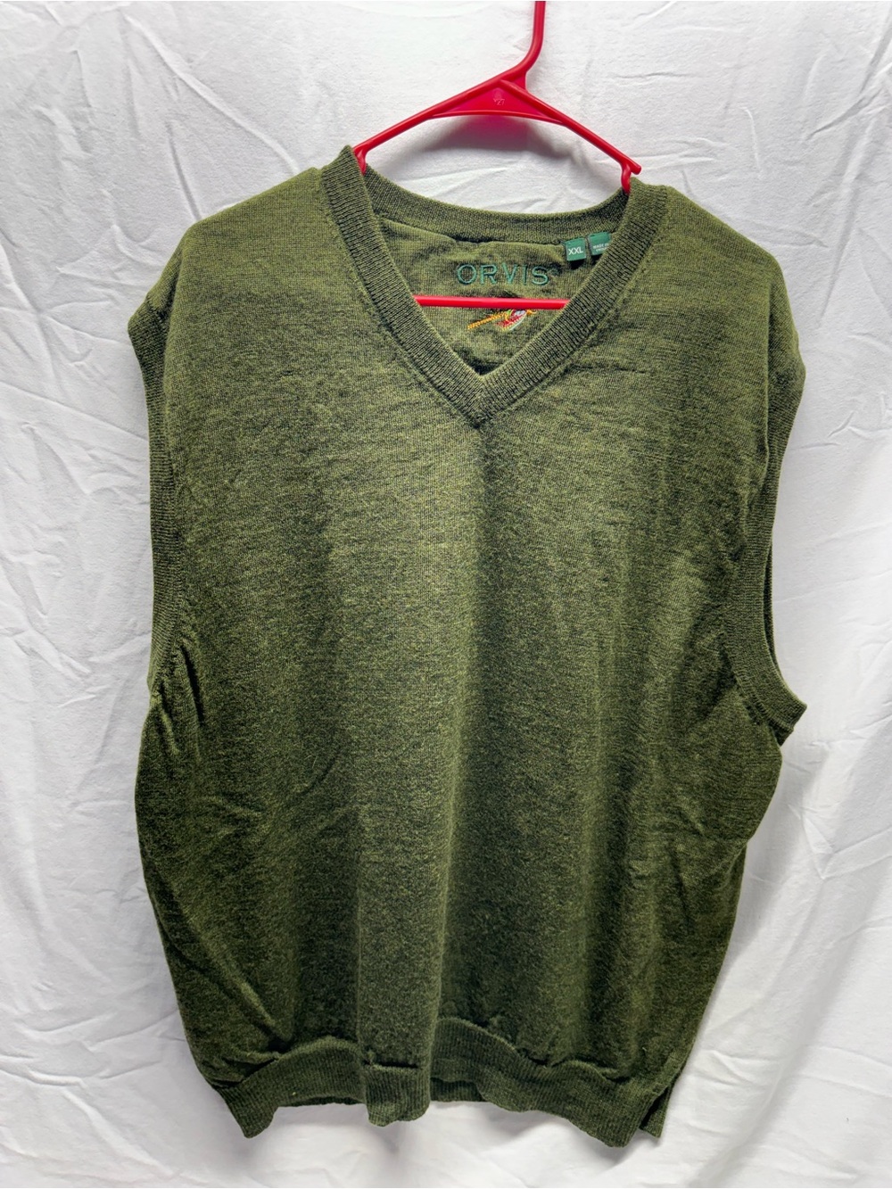Orvis Olive Green V-Neck Sweater Vest
